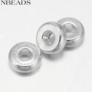 100pcs Flat Round Brass Spacer Beads Silver color 4x1.5mm Hole: 1.5mm