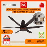 KDK K18NY MOSHON 6 BLADE REMOTE CONTROL CEILING FAN K18NY-RBR DC MOTOR [ 180CM / 70" ] KDK KIPAS SIL