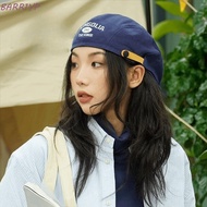 BARR1YP Letter Embroidery Beret, Cotton Adjustable Forward Hat, Casual Flat Y2k Classic Newsboy Cap 