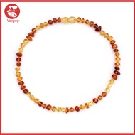 Yirepny Retro Women Natural Amber Beaded Necklace Jewelry Handmade Mothers Day Gift