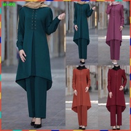 2 Pcs Set Baju Raya 2021 Jubah Muslimah Suit Warda Lara Pakaian Abaya Seluar Raisya Muslim Wear Tshirt Baju Kurung Moden Blouse Muslimah Dress Muslimah Kebaya Baju Melayu Kaftan Peplum Palazo Fashion Women Clothes Wanita Murah Plus Size Love Style BT01