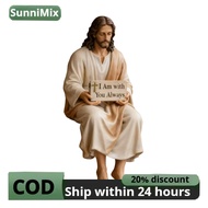 Sitting Jesus Christ Statue Religious Gift Craft Handpainted Jesus Figurine Resin with "iam with You
