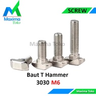 Bolt T Hammer Head Nut M6 Bolt Screw Flange Aluminum Profile 3030 M6x12 M6x16 M6x20 M6x25 M6x30 T Bo
