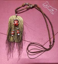 山豬皮琉璃珠項鍊原住民吊飾鑰匙圈項鍊  山豬皮帶毛