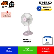 Khind 12" Table Fan | 40W | Detachable Base | Knob Control | 3 Speed Selection | TF1210SE | 1 Years 