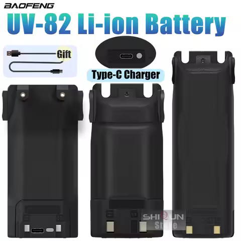 Baofeng UV-82 Li-ion Battery USB Type-C Charger 2800/3800/4200mAh High Capacity BL-8 For UV-8D UV82H