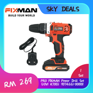 PRO FIXMAN R7002 Power Drill Set 20V 1500mAh Lithium Ion Battery 2-speed planetary gear box Lock and drill push button Comfortable Small Size 9074662-001001
