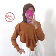 Ruffle Rib Knit/ Lady sweater Cotton Rib/