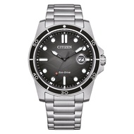 (AUTHORIZED SELLER) Citizen Eco-Drive Dark Grey Dial Silver Stainless Steel Strap Men Watch AW1816-8