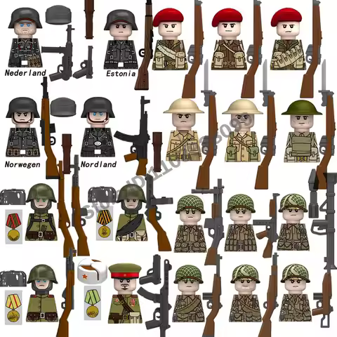 Children DIY Toys WW2 Military Army Building Blocks Germany US UK France Soviet Union North African 