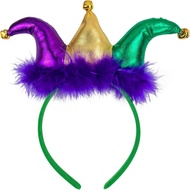 Ikat kepala badut Mardi Gras, topi badut mahkamah, topi lucu untuk aksesori cosplay penyamaran pelba