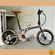 Fnhon Gust 20” • 9 Speeds Shimano • Litepro Aero Schwalbe Bolany Foldable Folding Foldie Fold Bike Bicycle • 20” inches 406 • Rose Gold • Crius Velocity Master Blast Tornado Dahon Tern • Customise My Bicycle •