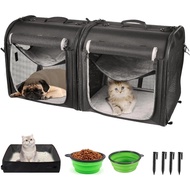 Cat Carrier Portable Carrier For Medium For 2 Cats Travel Double /mats/2 Pcs Pet Bowls Cat Carrier