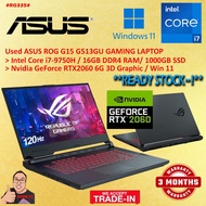 #RG335 USED ASUS ROG Gaming Laptop G513GV INTEL CORE i7-9750H 16GBD4 1TB SSD NVIDIA RTX2060 RTX 2060