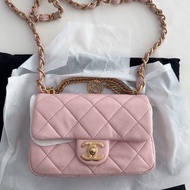 【全新品】香奈兒chanel 23s 金幣櫻花粉色鏈條包斜挎包 cf
