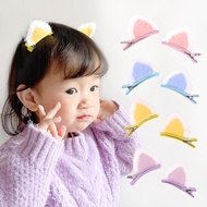 [Cutewomen2020] 1 Pair Plush Cat Ears Hairpins Girls Cute Sweet Hair Clips Fashion Hair Accessories