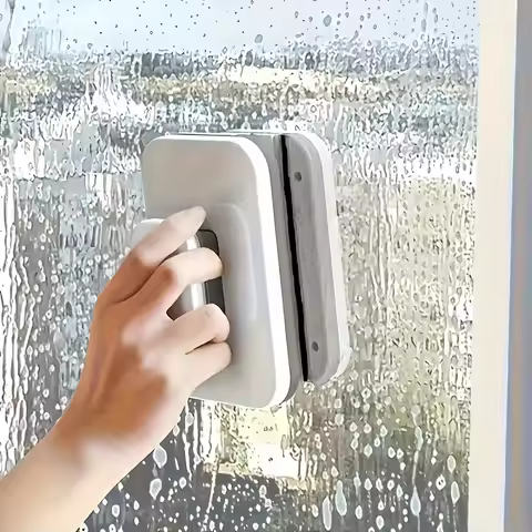 Double Sided Magnetic Window Cleaner - A High-rise Glass Cleaning Tool with A Safety Rope, Suitable 