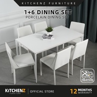 [FREE Shipping & FREE Installation] KitchenZ 6 Seater Porcelain Dining Set Round Table Long Table Me