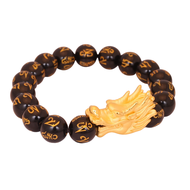 TAKA Jewellery 999 Pure Gold Charm With Beads Bracelet Dragon Head