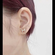 Herme's  mini pop H 奶茶玫瑰金針式耳環