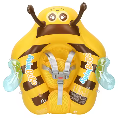 Swimbobo New Upgrades Yellow Bee Mesh Safety Soft Seat Pocket Baby Inflatable Swimming Floating Kids