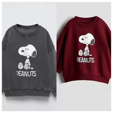 Autumn Snoopy Cartoon Printed T-shirt Children's And Boys' Clothing Sportswear T-shirt Children's Cl
