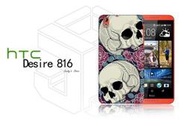 【傑克小舖】客製化 NEW HTC Desire 816 保護殼 手機殼 保護套 彩繪 不掉漆 個性化 復古 玫瑰 骷髏