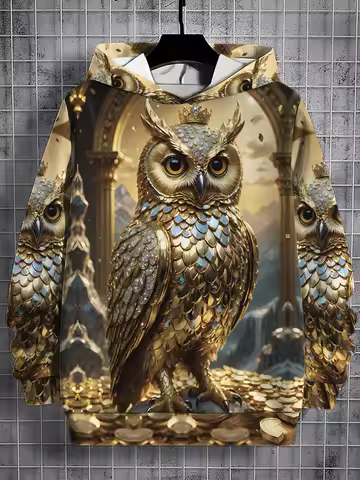 Vintage Owl Animal 3D Print Hoodies Men Fashion Hooded Owls Bird Sweatshirts Hoody Pullovers Harajuk