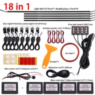 PENCL Universal 18 In 1 LED Car Ambient Lights Symphony RGB Interior Acrylic Strip Light Guide Fiber