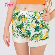 Quần ngắn Q041 Tvm Luxury Homewear chất liệu linen thiết kế phối ren cotton bảng lớn tinh tế