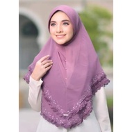 Alfaro tudung labuh QAIYYISA 2 layer 2 tingkat lace batu swarovski glam