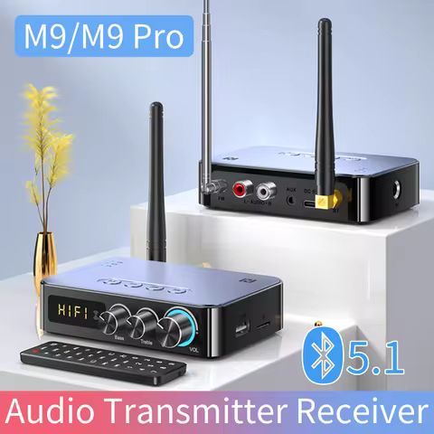 M9/M9Pro Audio Transmitter Receiver 1200mAh Bluetooth 5.1 Wireless Music Adapter U Disk/TF Card FM R