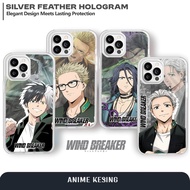 Case Wind Breaker WB01 For Oppo A5X A5 PRO A3X A3 PRO A5i A60 A36 A76 A18 Silver Feather Hologram