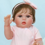 SCOM Reborn Baby Doll Girl - 18 Inch Realistic Real Life Doll with Hair, Silicone Baby with Anatomic
