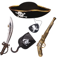 Halloween Pirate Cos Costume Set Pirate Captain Hat Children Boy Pirate Knife Gun Birthday Gift Hall