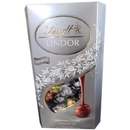 Lindt Lindor Silver Assorted Chocolate 600g includes four types of chocolate: Extra Dark, Matcha, Milk, and Milk &amp; White.