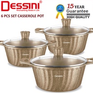 DESSINI ITALY iLT-6-S 6 PCS 20CM 24CM 28CM Die Cast Aluminium Non Stick Casserole Pot Bowl Deep Fry Pan Cookware PERIUK