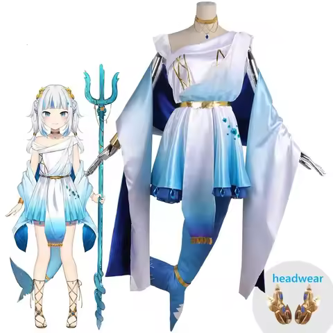 Hollivevtuber Gawr Gura Cosplay Anime Costume Women's Halloween Party Dress Shark Tail Suit Girl Dre