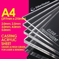 A4 Clear Acrylic Sheet / Transparent Plastik A4 / Grade A Casting Acrylic Sheet Clear Plastic Sheet