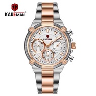 KADEMAN卡德曼836時尚六針女士多功能戶外運動防水鋼帶石英手表