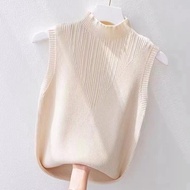 C&M Women Knitted Vets Sleeveless High-neck Top