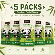Excue Hanging Facial Tissue 100% Bamboo Pulp (4 Ply , 220 Sheets) - 5 packs
