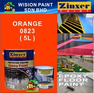 ORANGE 0823 ZINXER EPOXY FLOOR PAINT 4L + 1L = 5L