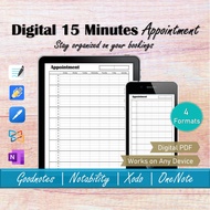 Digital 15 Minute Planner Appointment Book, GoodNotes OneNote Esthetician Therapist Hair Beauty Salo