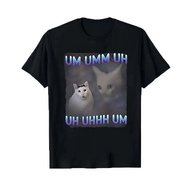 High Quality Oversized  Funny Short Sleeve Men's T-shirt Cat Meme T-Shirt with Um Umm Funny Shirt Uh