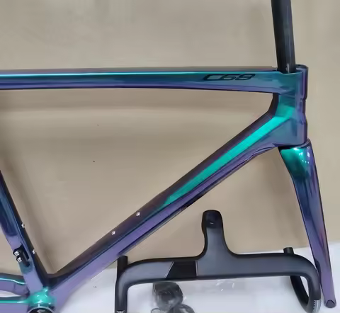 C68 Carbon Road Bike Frame Disc Brake 15 Colors Available with Integrated Handlebar for Enhanced Cyc