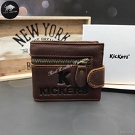 ✿Timberland Kickers Jeep Lee Camel Polo Genuine Cow Leather Wallet Men Button Short Wallet Dompet Kulit Lelaki Beg Duit