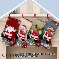 Christmas Decoration Socks Gift Bags, Santa Claus, Christmas Tree, Reindeer Pendants Ornaments