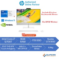 HP Pavilion 24-ca1012d AiO PC 12th Gen (Intel Core i7 12700T, 8gb ram, 1tb ssd, Nvidia GTX1650, 23.8