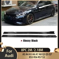 For Audi A3 A4 A5 A6 A7 A8 Q3 Q5 Q7 RS5 RS6 RS7 S3 8PC 2M/2.18M Car Side Skirt Splitter Diffuser Win